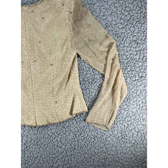 Jovani Blouse Womens Size 6P Silk Sequins Vintage Gatsby Padded Shoulders - Picture 9 of 13